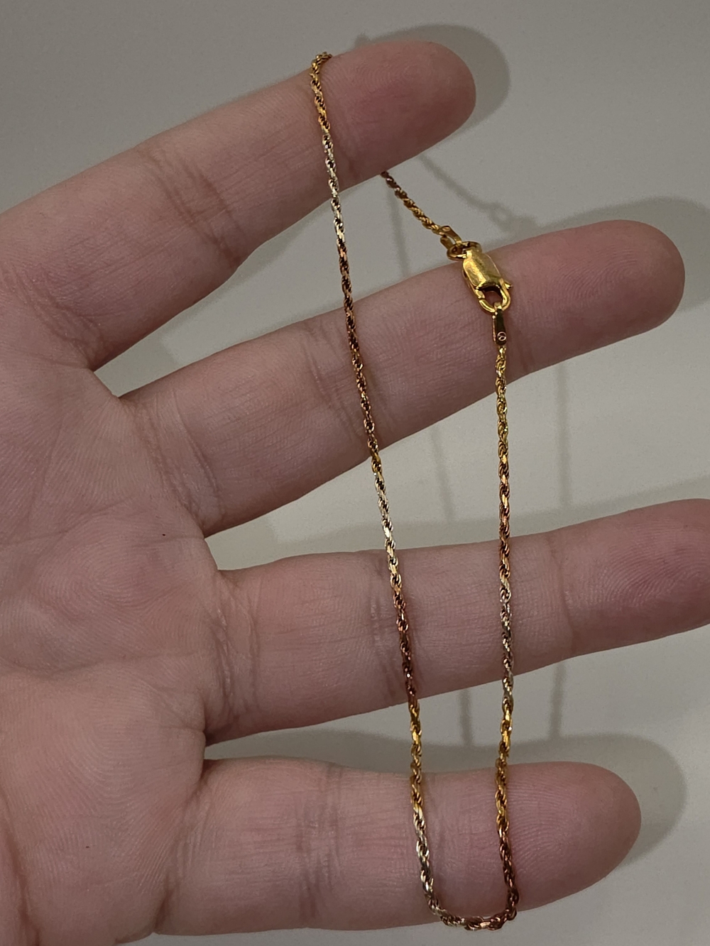 10 Inch Anklet Tri-Gold Over S925 Twisted Rope - Gold, Rose Gold, Silver